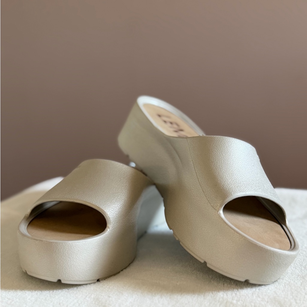 Minimalist Women’s Platform Slide Sandals In Light Taupe